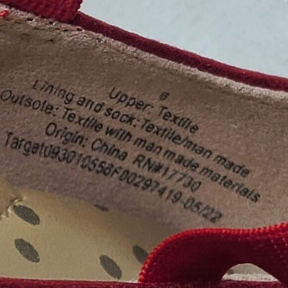 Cat & Jack Trinity Slip On Flats Girls Sz 6 Red Glitter Elastic Straps Zip Back - Picture 2 of 11